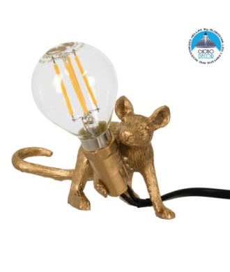 GLOBOSTAR® MOUSE 00677 Vintage Επιτραπέζιο Φωτιστικό Πορτατίφ με Ντουί 1 x E12 AC 220-240V IP20 - Χρυσό - Μ13 x Π4 x Υ7cm